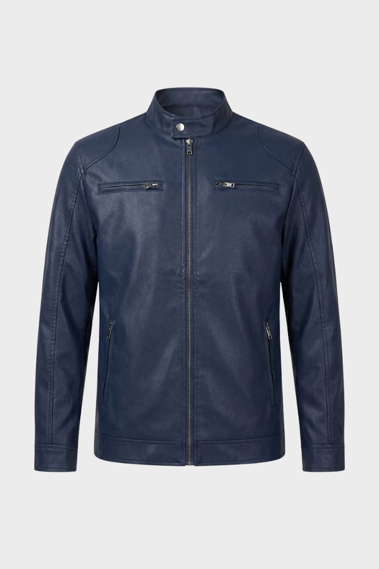 Herren Bikerjacke mit Stehkragen und Reissverschluss – 9