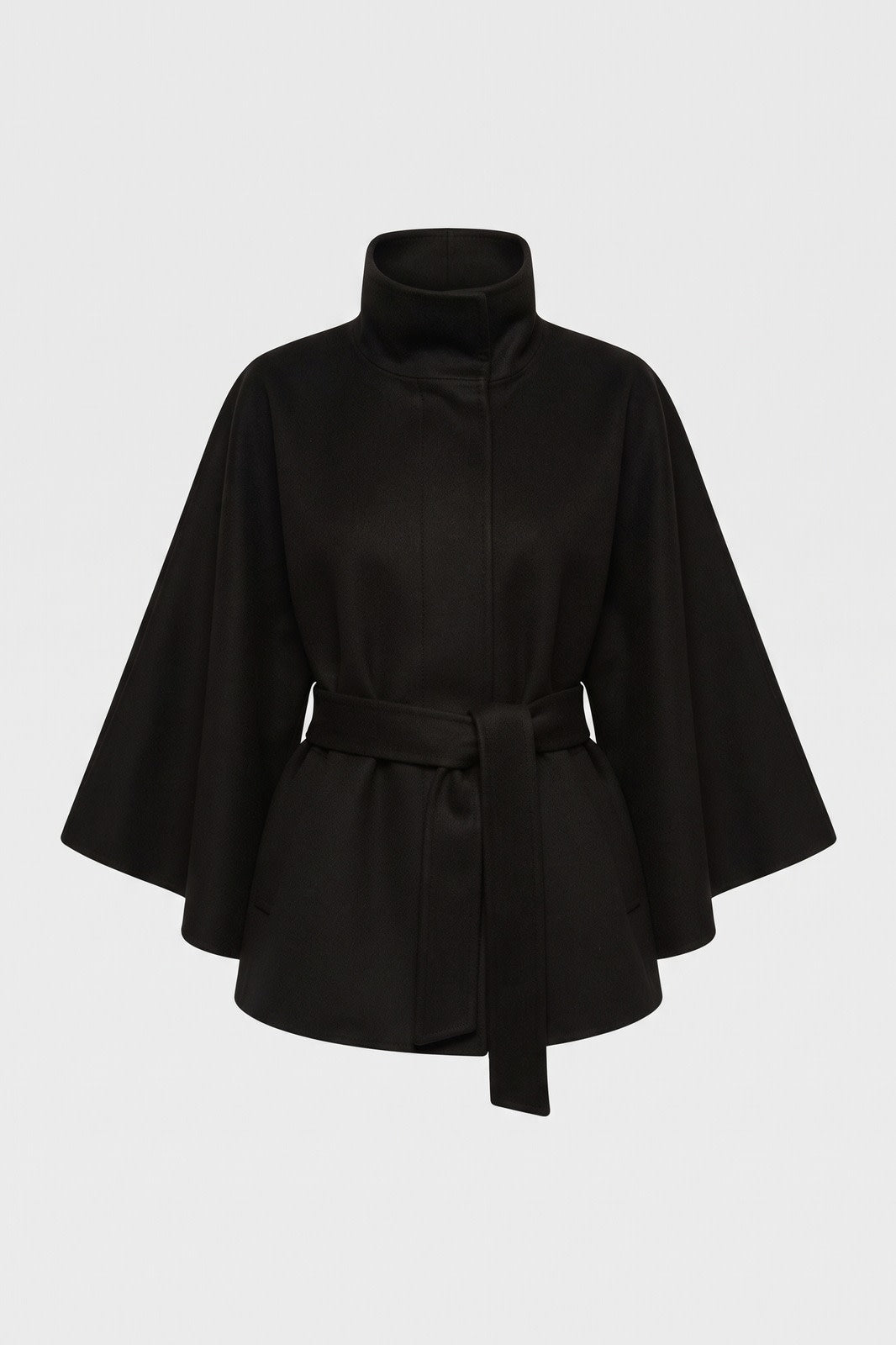 Damen Cape-Mantel | Hoher Kragen — Schwarz — Packshot