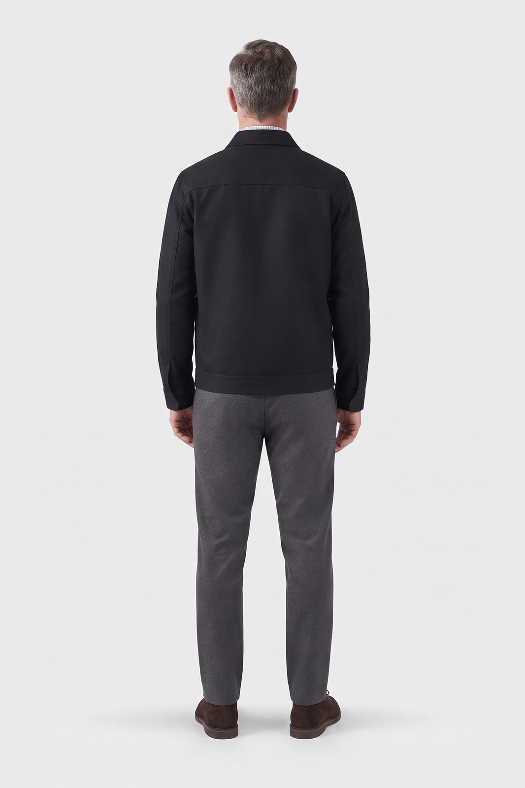 Herren Slim Übergangsjacke | Smart Casual — Schwarz — Rückansicht — am Modell