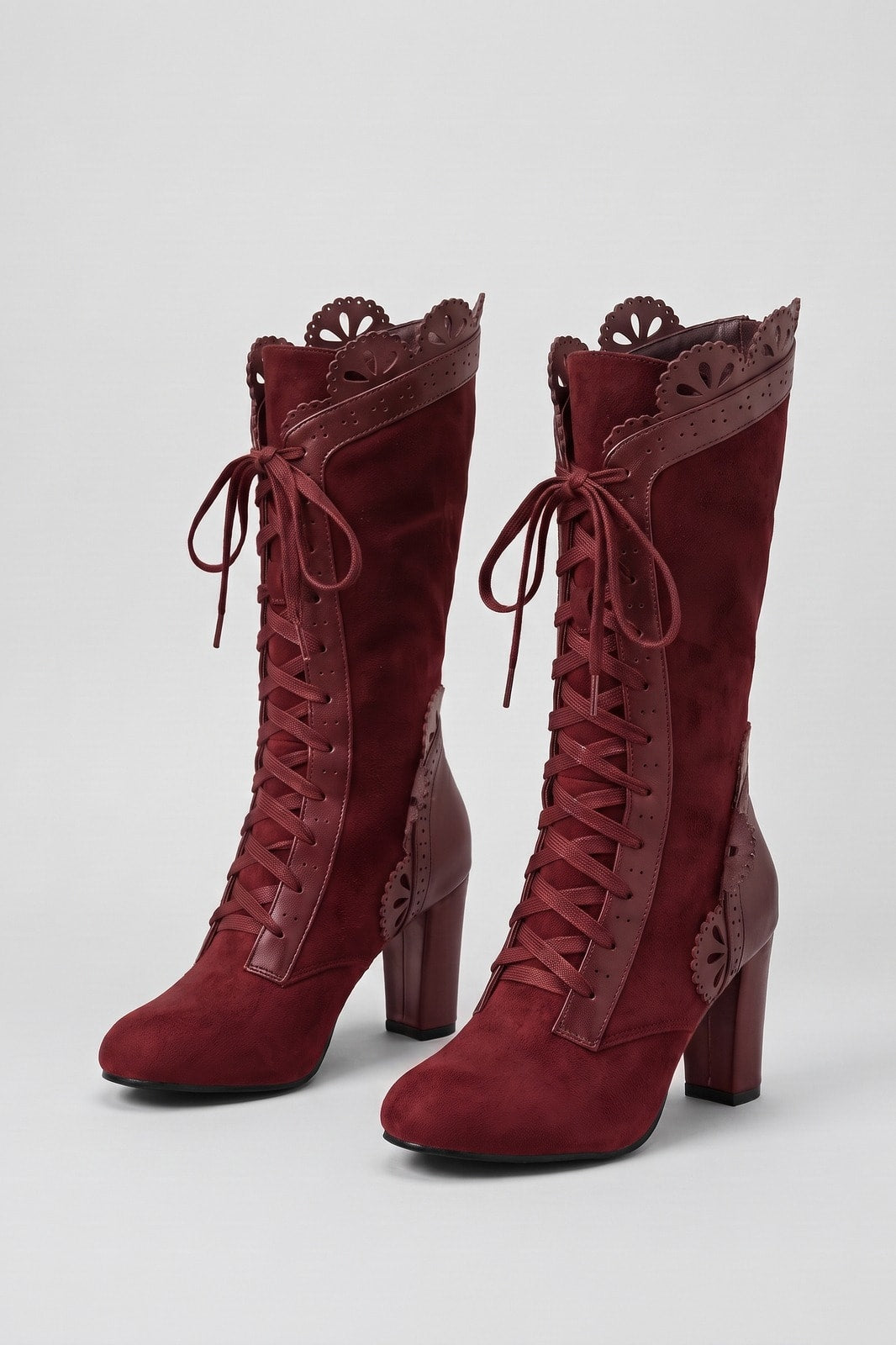 Damen Stiefeletten | Blockabsatz — Rot — shoe_main — am Modell