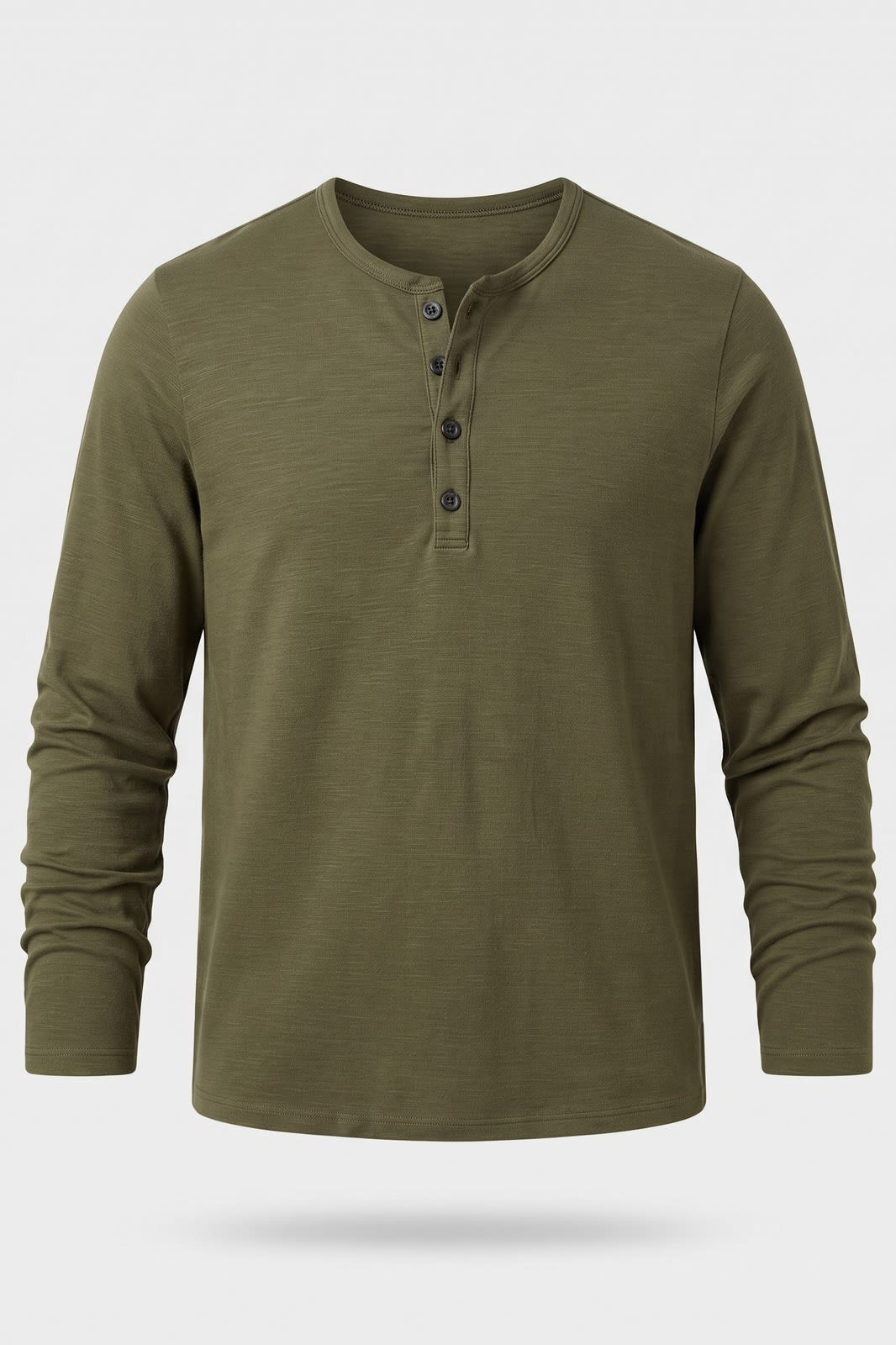 Herren Henley-Shirt | Ohne Kragen — Grün — Packshot