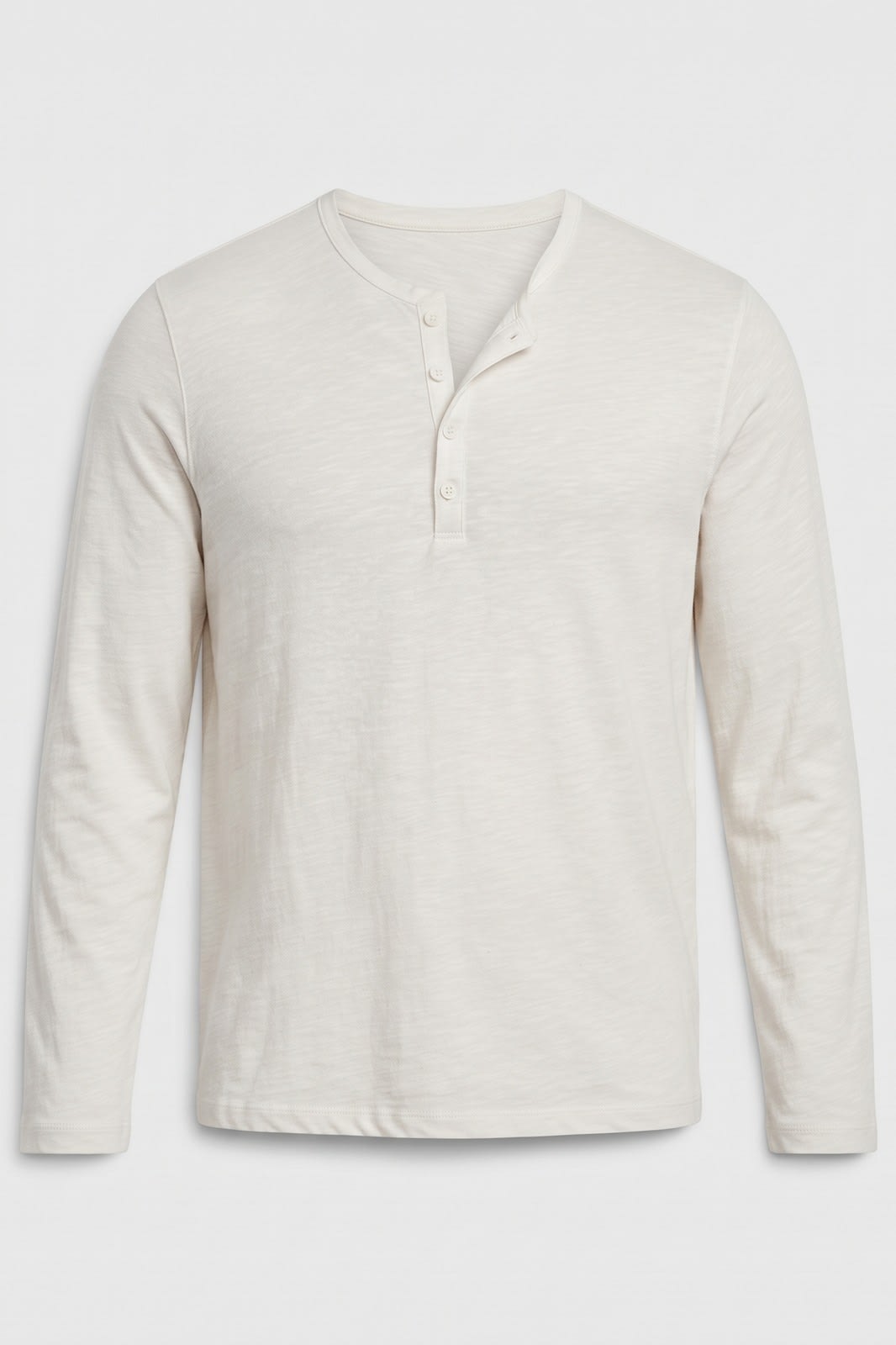 Herren Henley-Shirt | Ohne Kragen — Weiß — Packshot