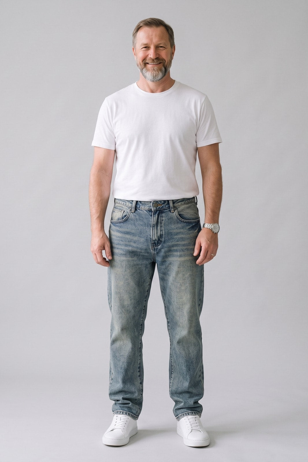 Herren Baggy Jeans | Gerades Bein — Petrol — Vorderansicht — am Modell