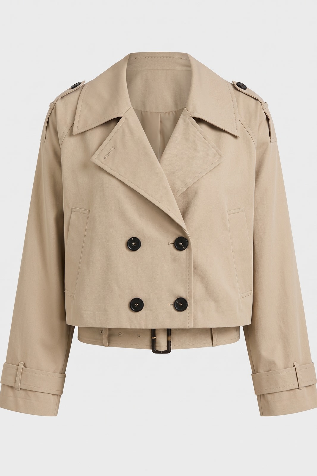 Damen Cropped Trenchcoat-Jacke | Casual-Elegant — Beige — Packshot