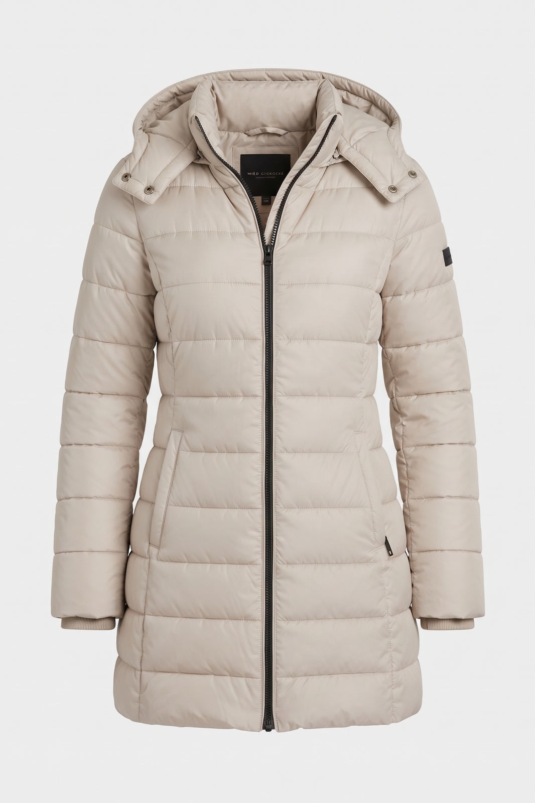 Damen Steppmantel mit Kapuze | Lang — Beige — Packshot