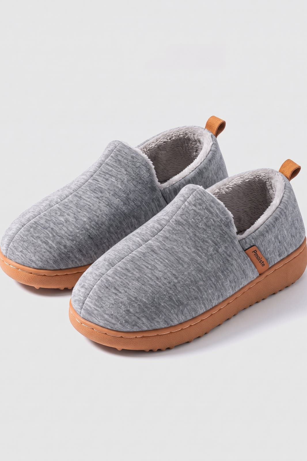 Unisex Gemusterter Hausschuh | Zuglasche — Grau — shoe_main — am Modell