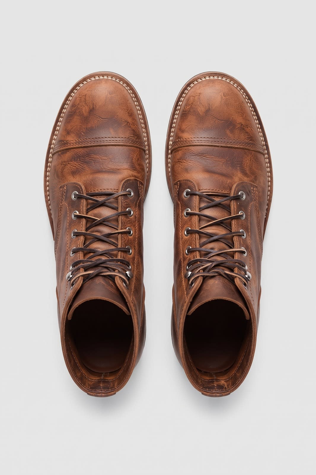 Herren Vintage Schnürstiefel | Knöchelhoch — Bronze — shoe_top — am Modell