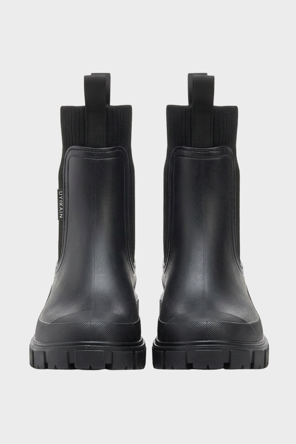Damen Chelsea-Regenstiefel mit Zugschlaufe und geripptem Schaft – 9