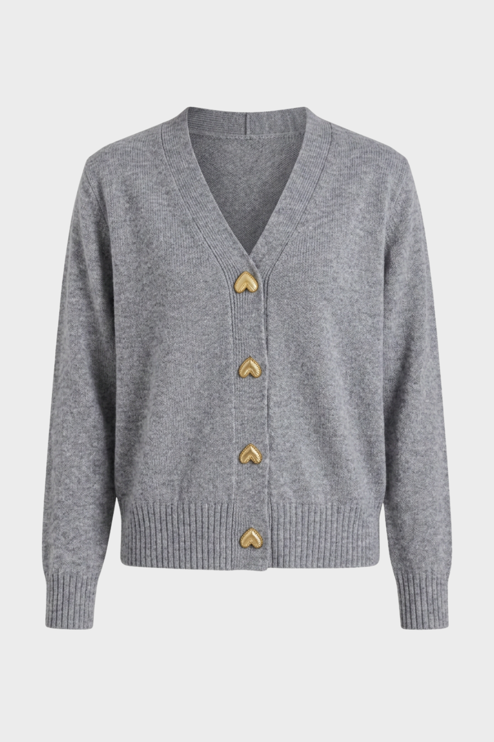 Damen Strickjacke mit V-Ausschnitt und herzförmigen Zierknöpfen – 5