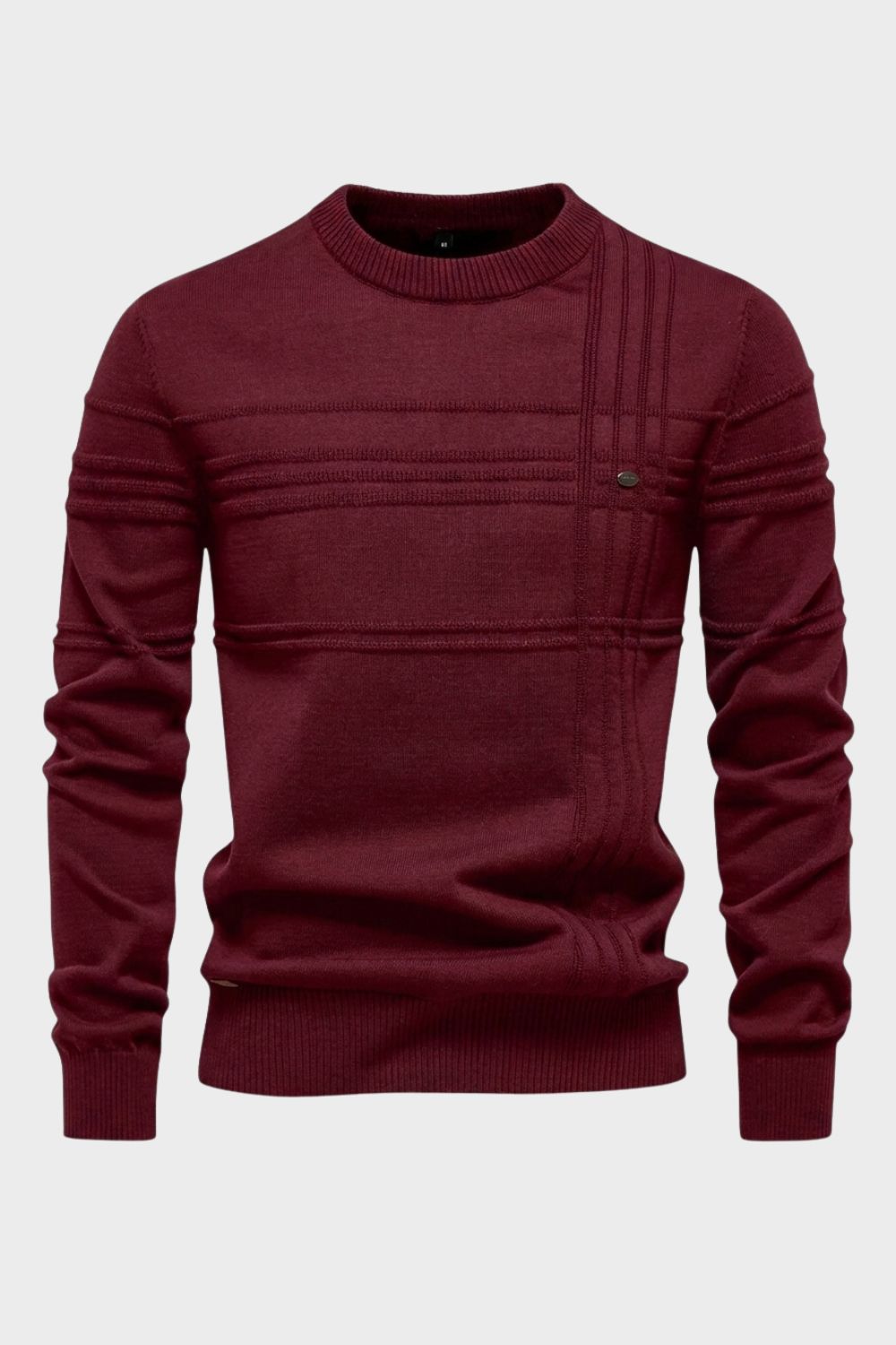 Herren Strickpullover | Gerippter Rundhals — Red