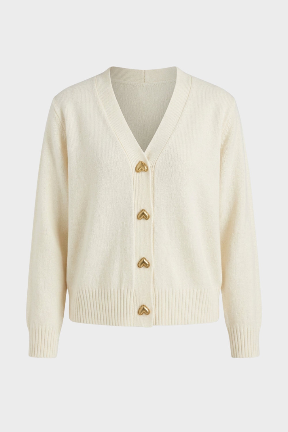 Damen Strickjacke mit V-Ausschnitt und herzförmigen Zierknöpfen – 7