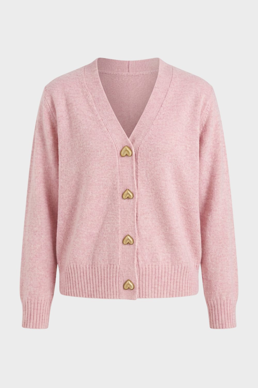 Damen Strickjacke mit V-Ausschnitt und herzförmigen Zierknöpfen – 9