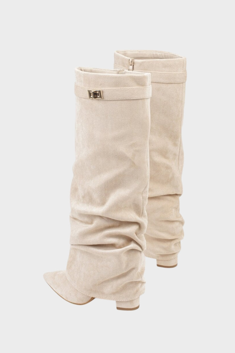 Damen Slouch-Stiefel | Spitze Zehenpartie & Niedriger Absatz