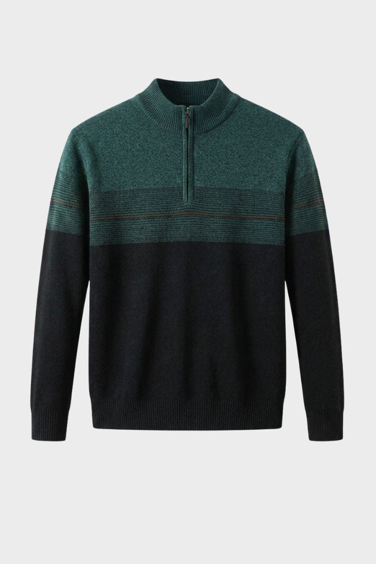 Herren Troyer-Pullover mit Stehkragen und Farbblock-Design – 9