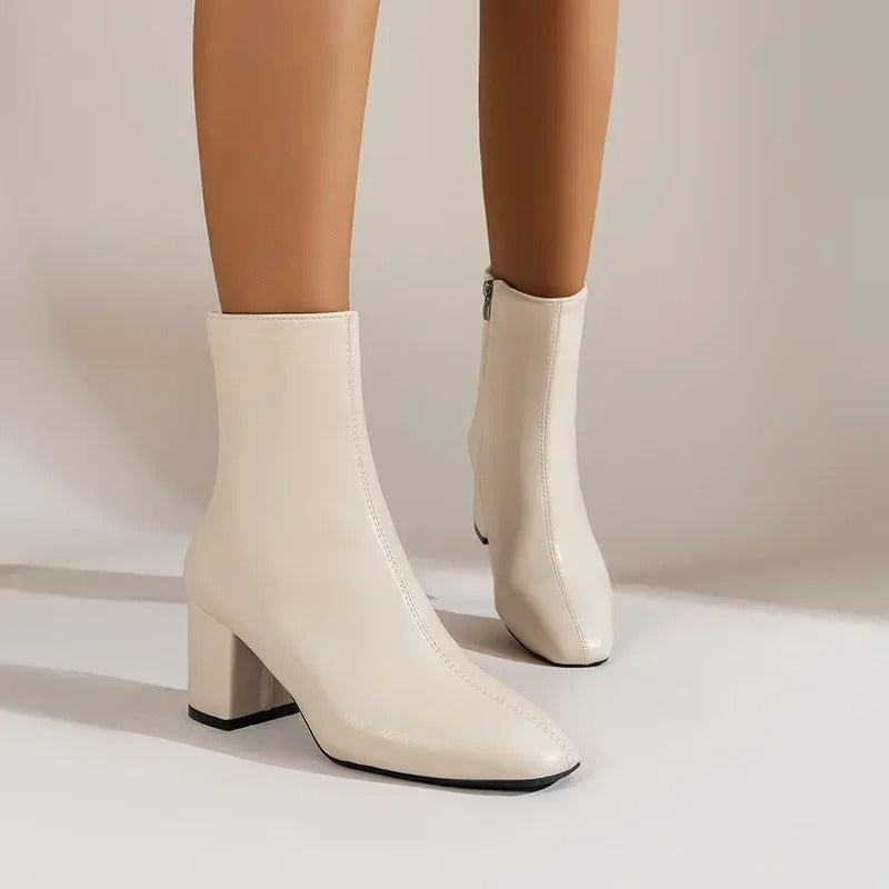 Damen Stiefelette mit quadratischer Zehenpartie und seitlichem Reißverschluss – 10