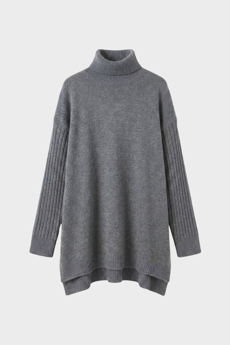 Damen Rollkragenpullover mit High-Low-Saum und Rippbündchen – 7