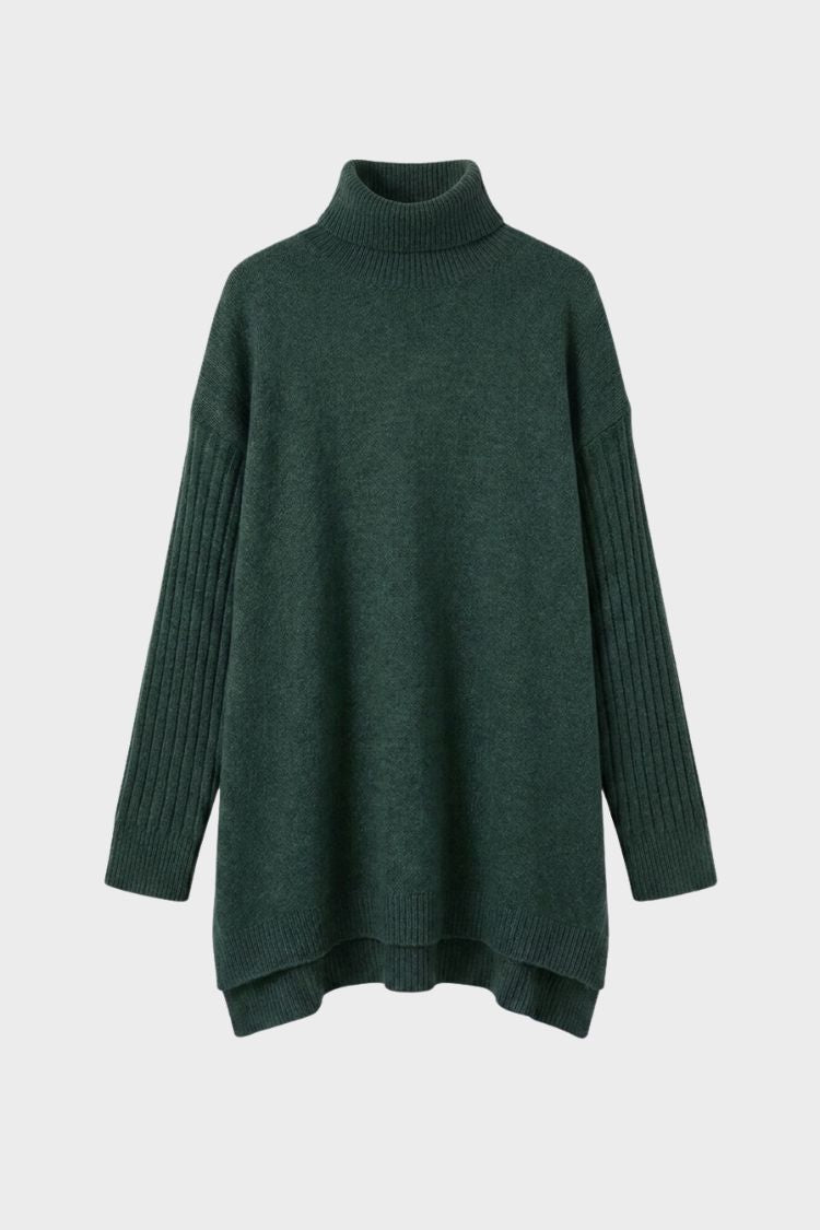 Damen Rollkragenpullover mit High-Low-Saum und Rippbündchen – 11