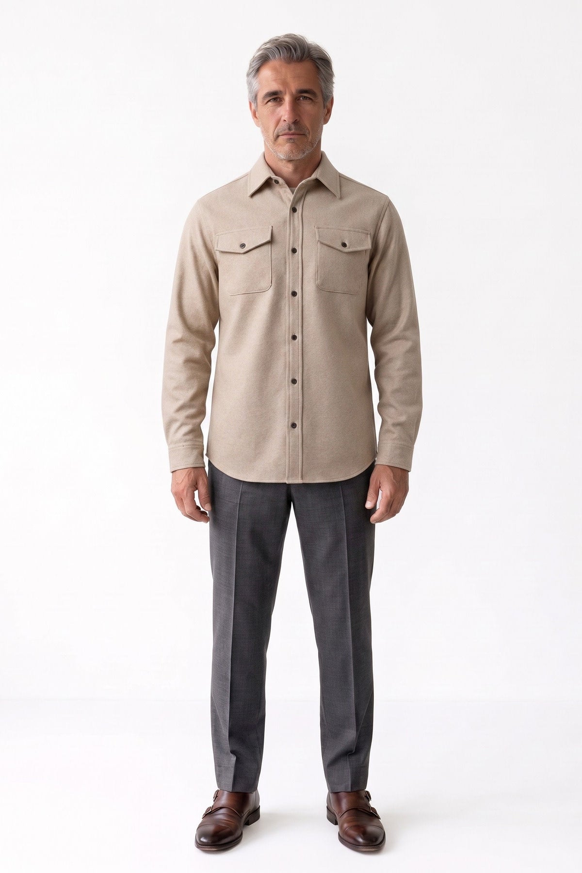 Herren Overshirt mit Hemdkragen und aufgesetzten Brusttaschen – 6