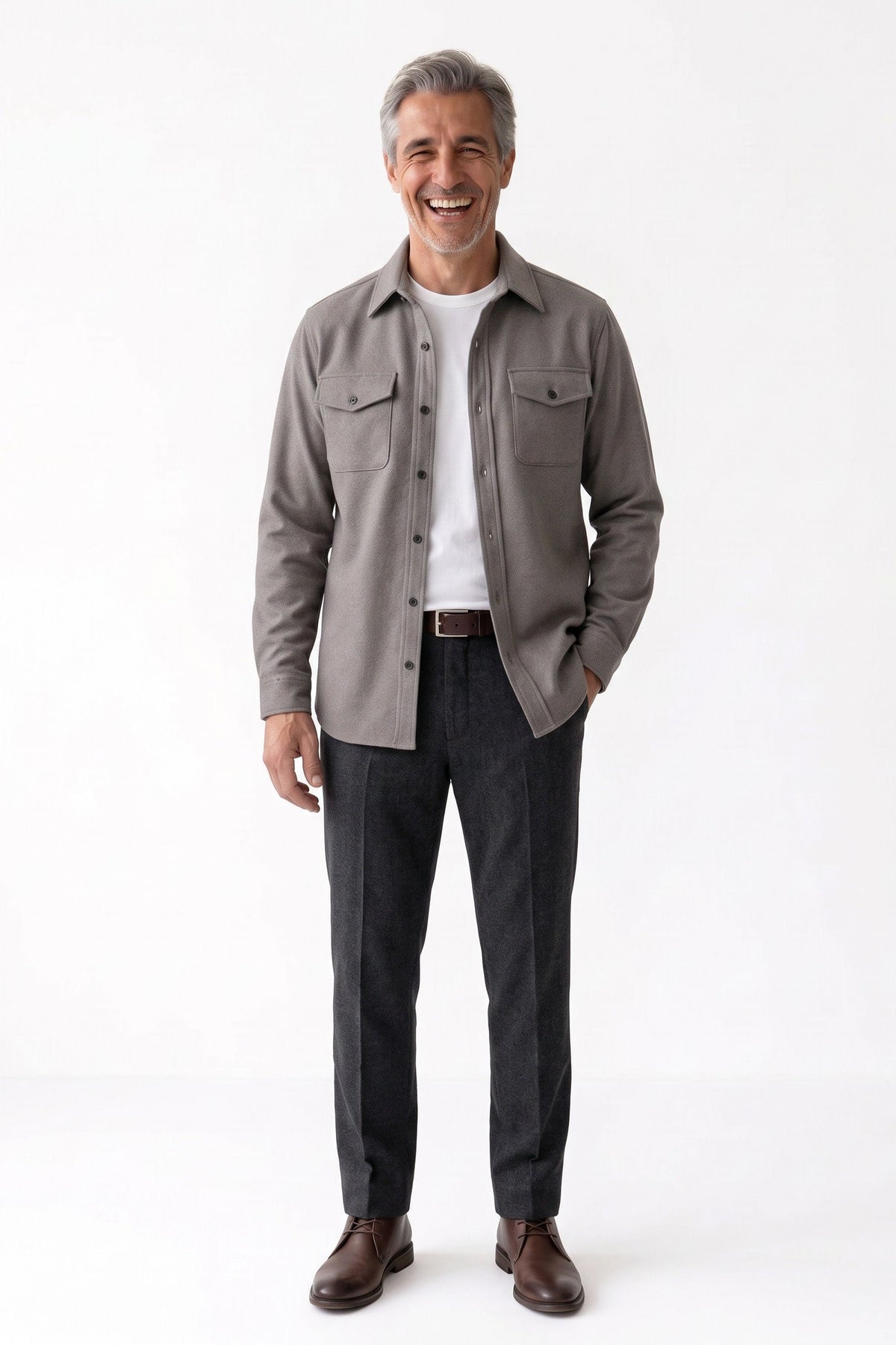 Herren Overshirt mit Hemdkragen und aufgesetzten Brusttaschen – 8