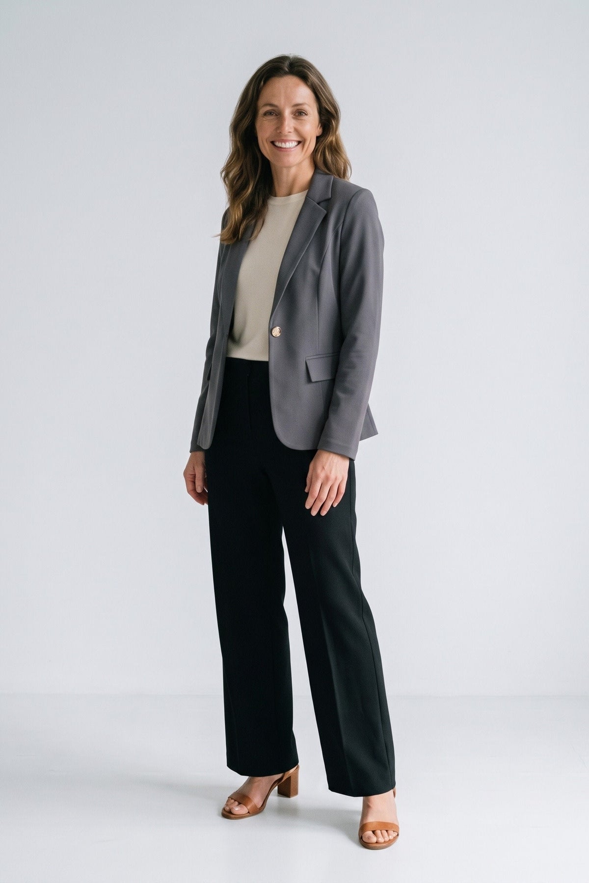 Damen Longline Blazer mit Kerbrevers und Klappentaschen – 6