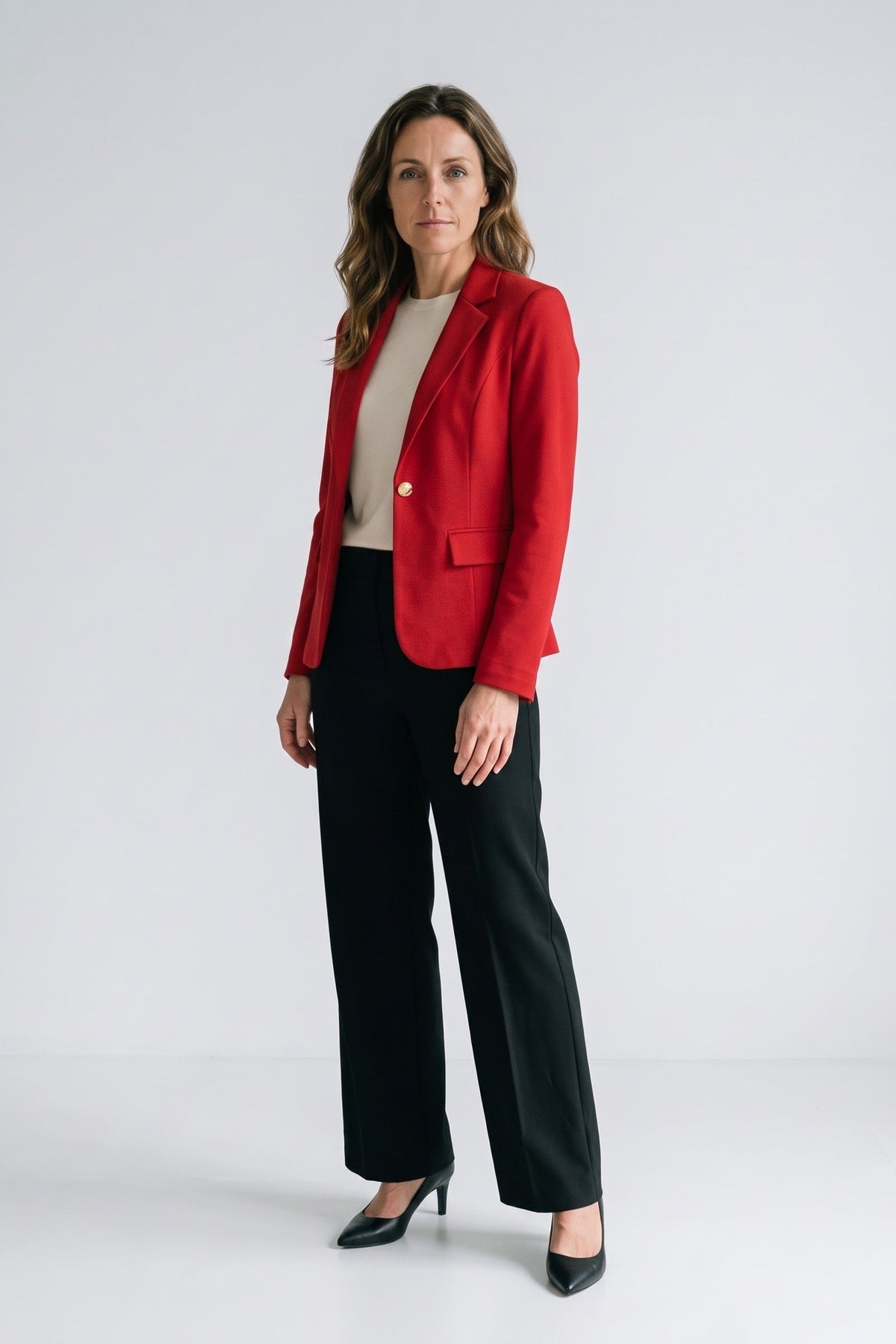Damen Longline Blazer mit Kerbrevers und Klappentaschen – 12