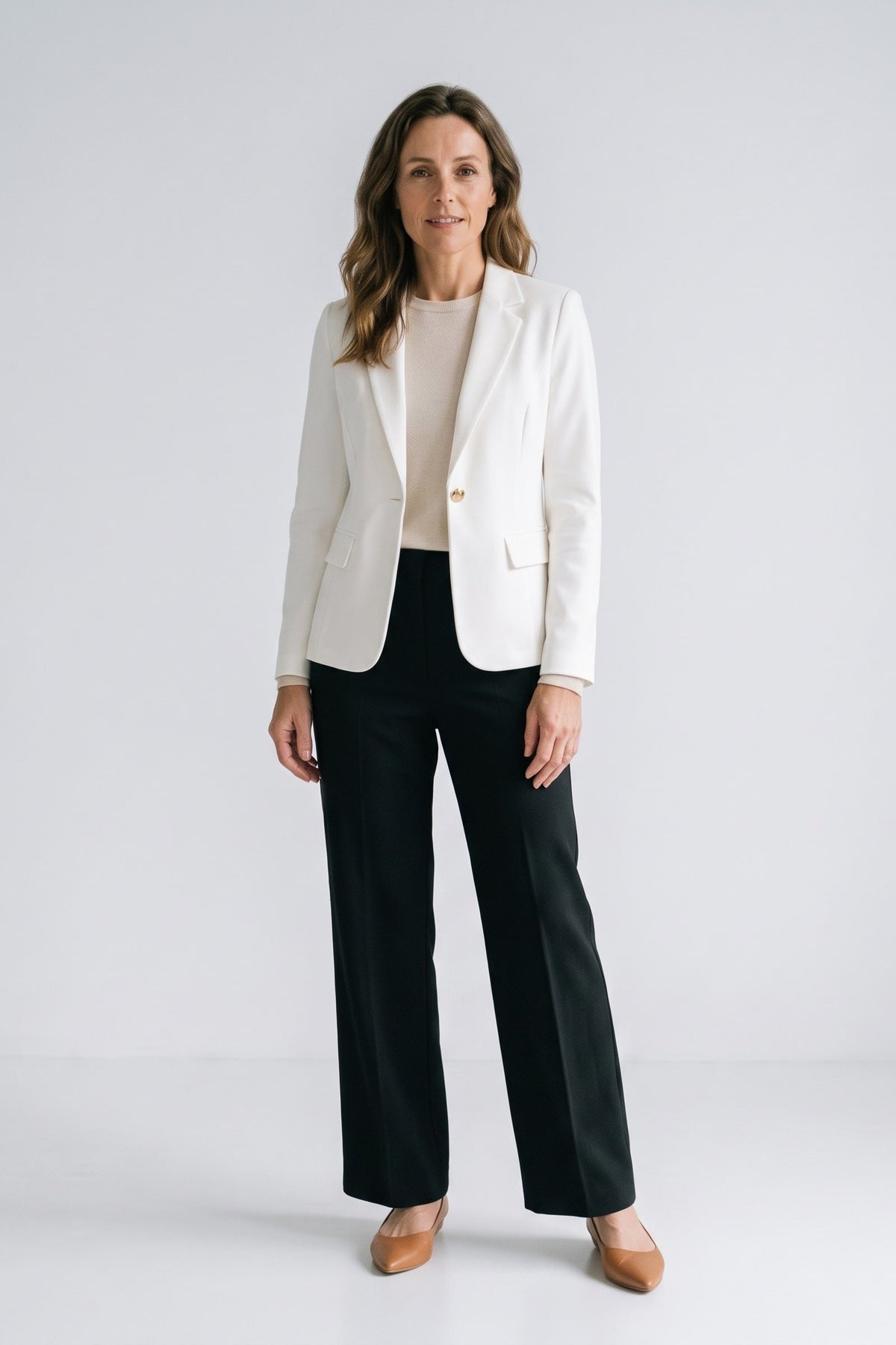 Damen Longline Blazer mit Kerbrevers und Klappentaschen – 14