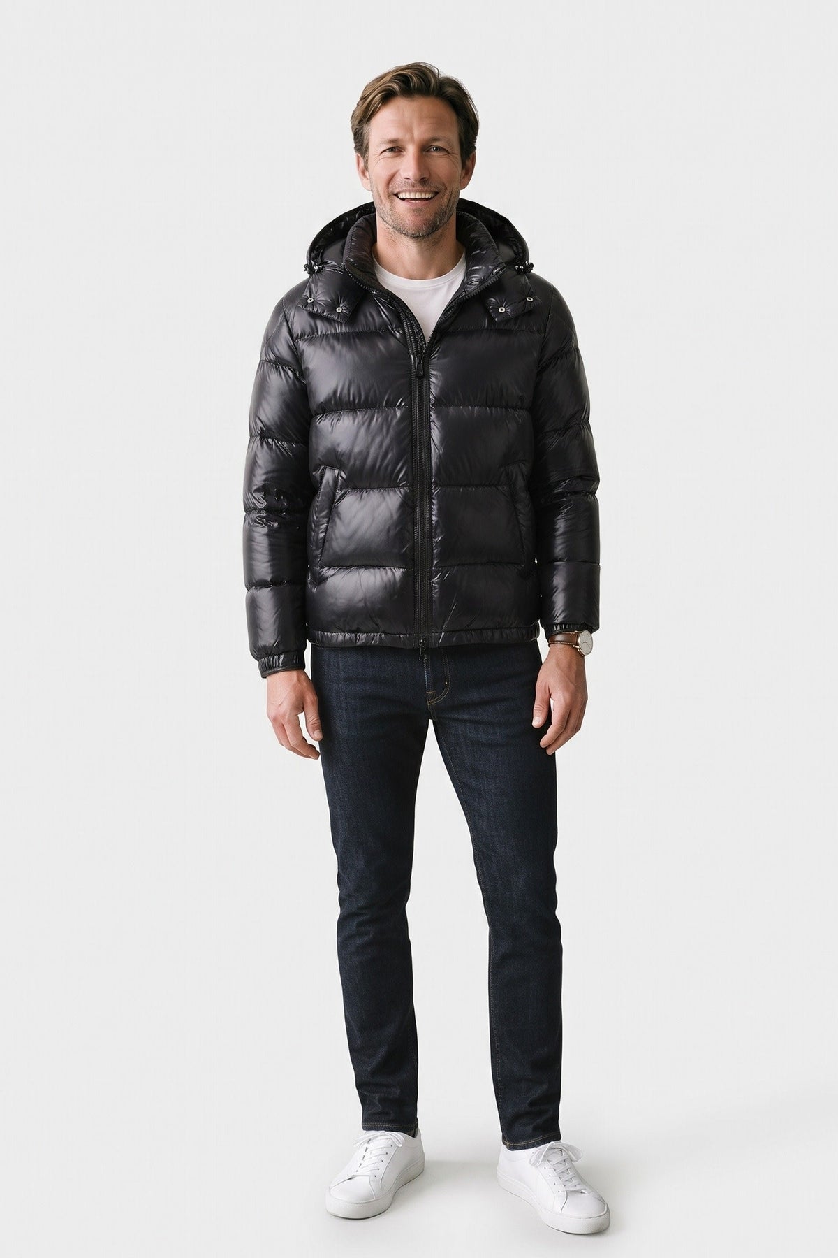 Herren Steppjacke mit Kapuze und durchgehendem Reissverschluss – 3