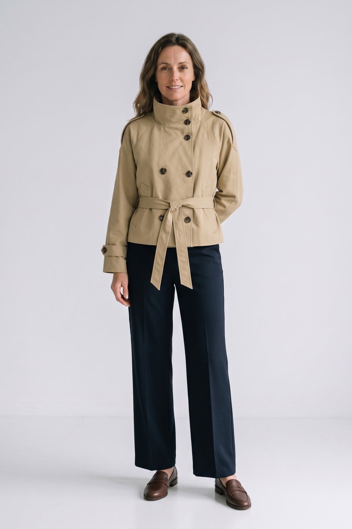 Damen Trenchjacke mit Stehkragen und Schulterpasse – 3