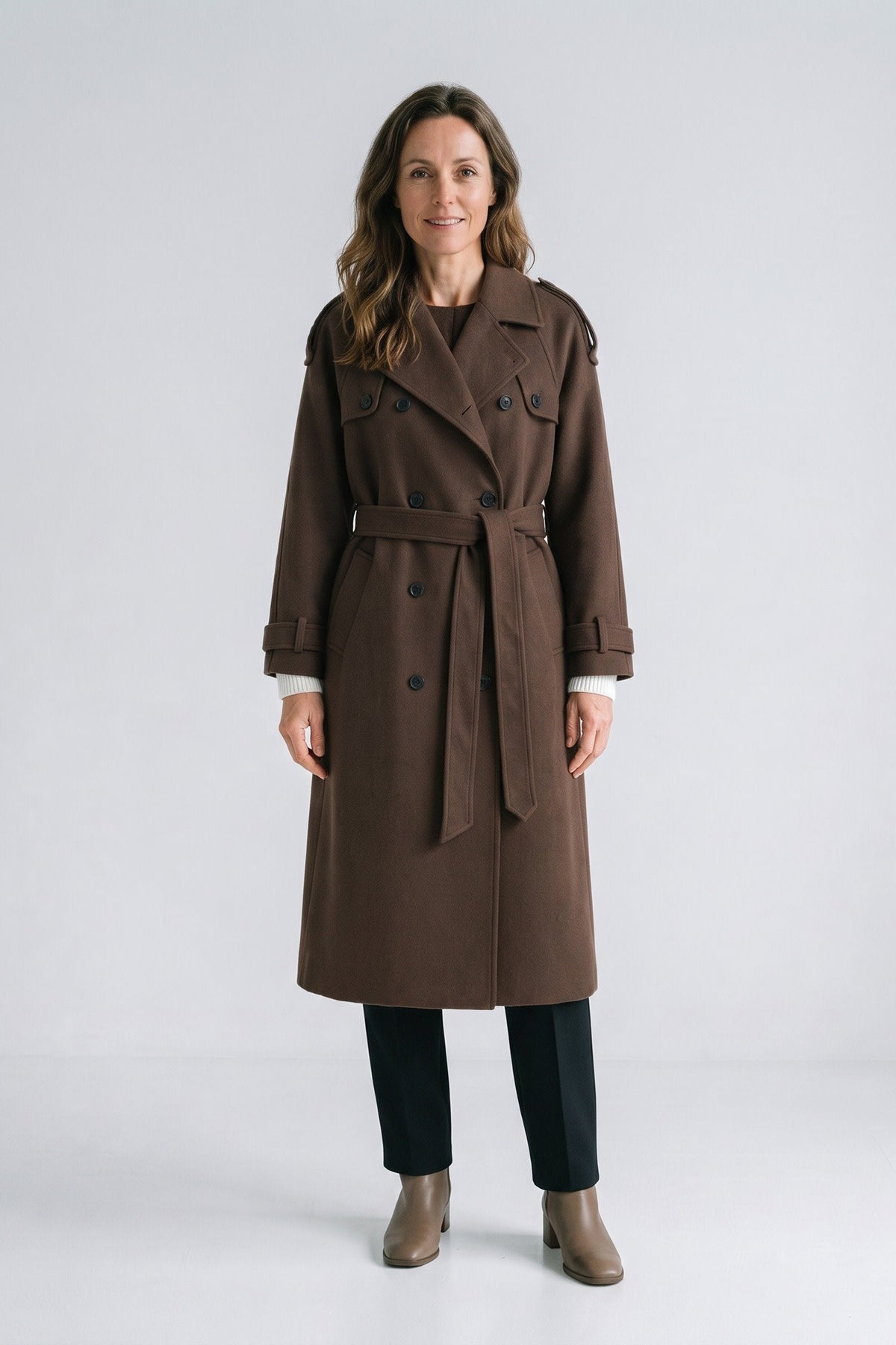 Damen Trenchcoat mit Reverskragen und Taillengürtel – 5