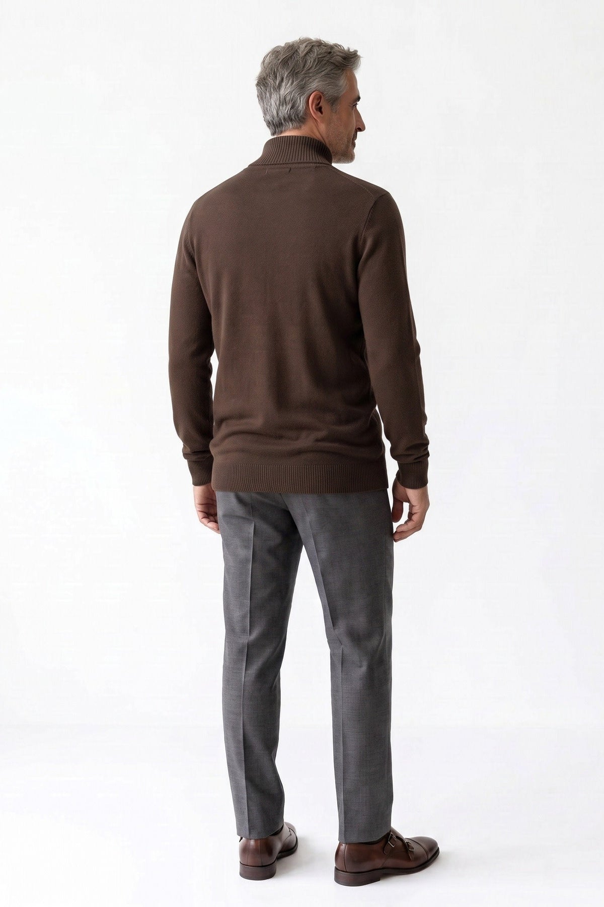 Herren Rollkragenpullover mit geripptem Rollkragen und engem Schnitt – 4