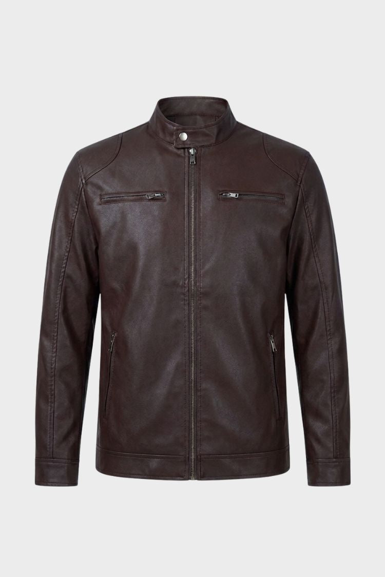 Herren Bikerjacke mit Stehkragen und Reissverschluss – 7