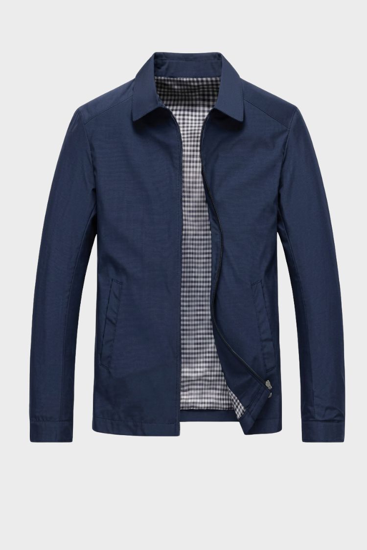 Herren Harrington-Jacke mit Spread-Kragen und durchgehendem Reissverschluss