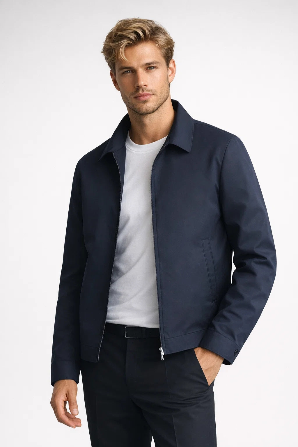 Herren Übergangsjacke mit Hemdkragen und durchgehendem Reißverschluss – 3