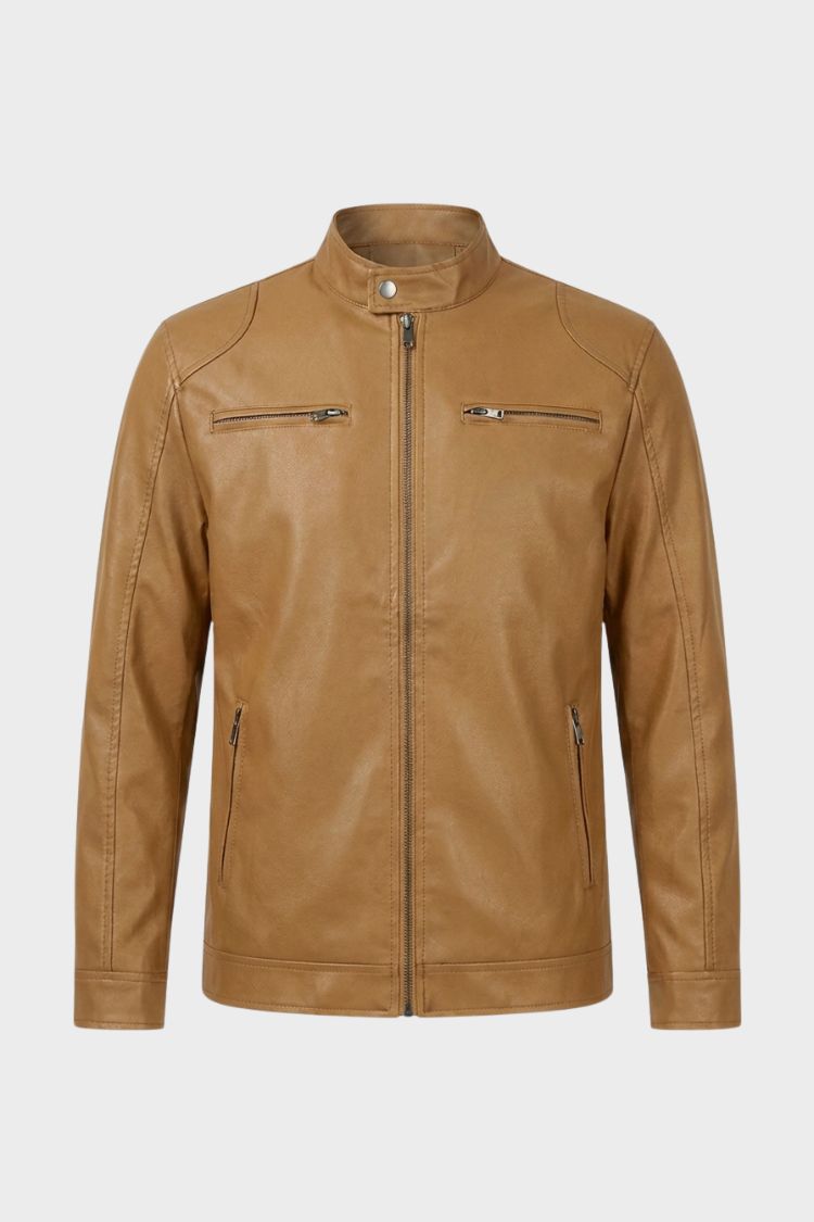 Herren Bikerjacke mit Stehkragen und Reissverschluss – 5