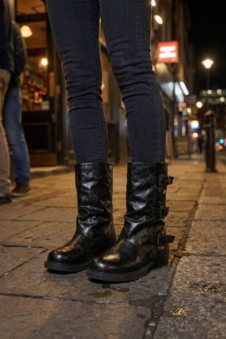Damen Blockabsatz Stiefeletten | Schnallen