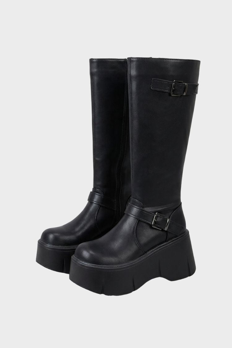 Damen Kniehohe Stiefel | Plateausohle