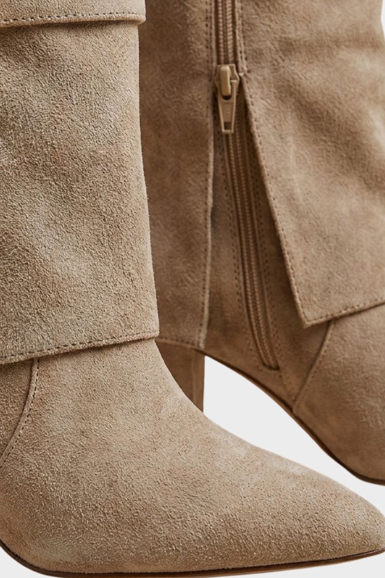 Damen Kniehohe Stiefel | Wickel-Schaft