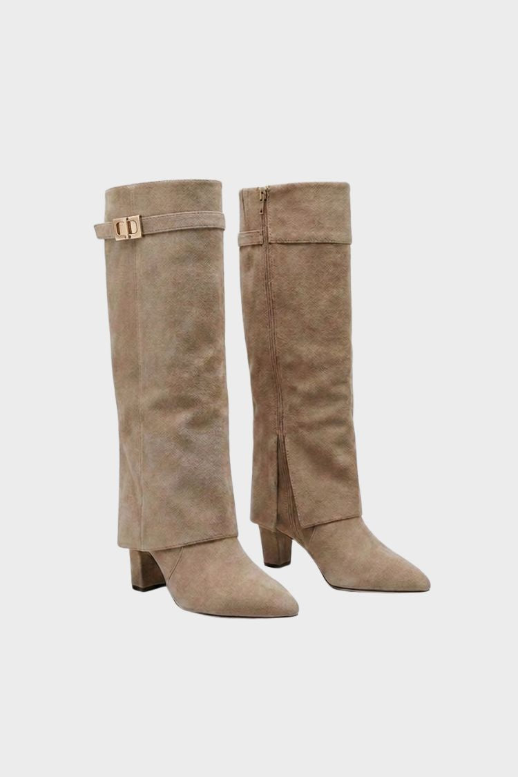 Damen Kniehohe Stiefel | Wickel-Schaft