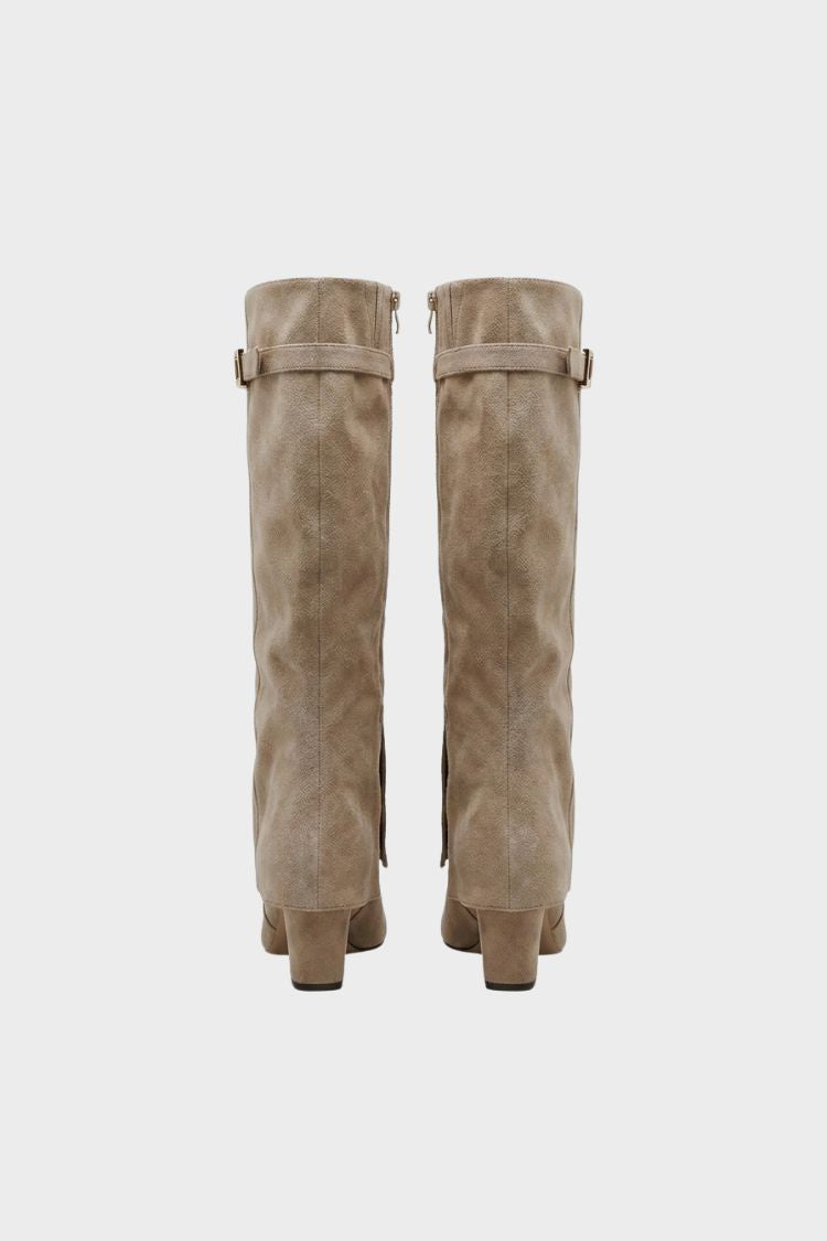 Damen Kniehohe Stiefel | Wickel-Schaft