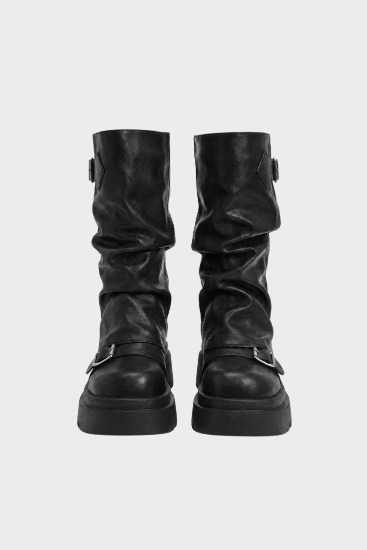 Damen Wadenhohe Boots | Schnallendetails & Profilsohle