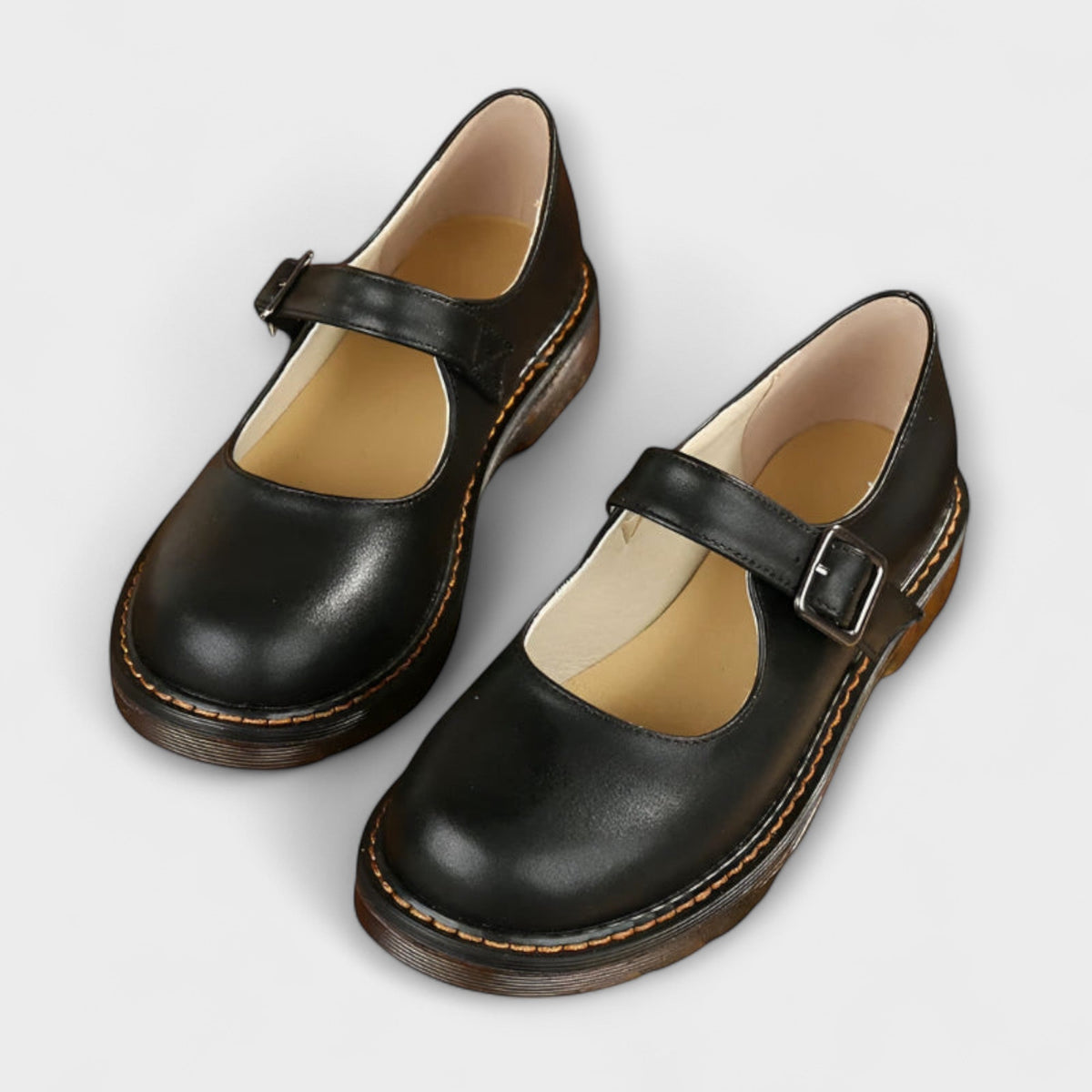 Damen Mary-Jane-Schuhe mit Riemen, Schnalle und runder Zehenpartie – 3