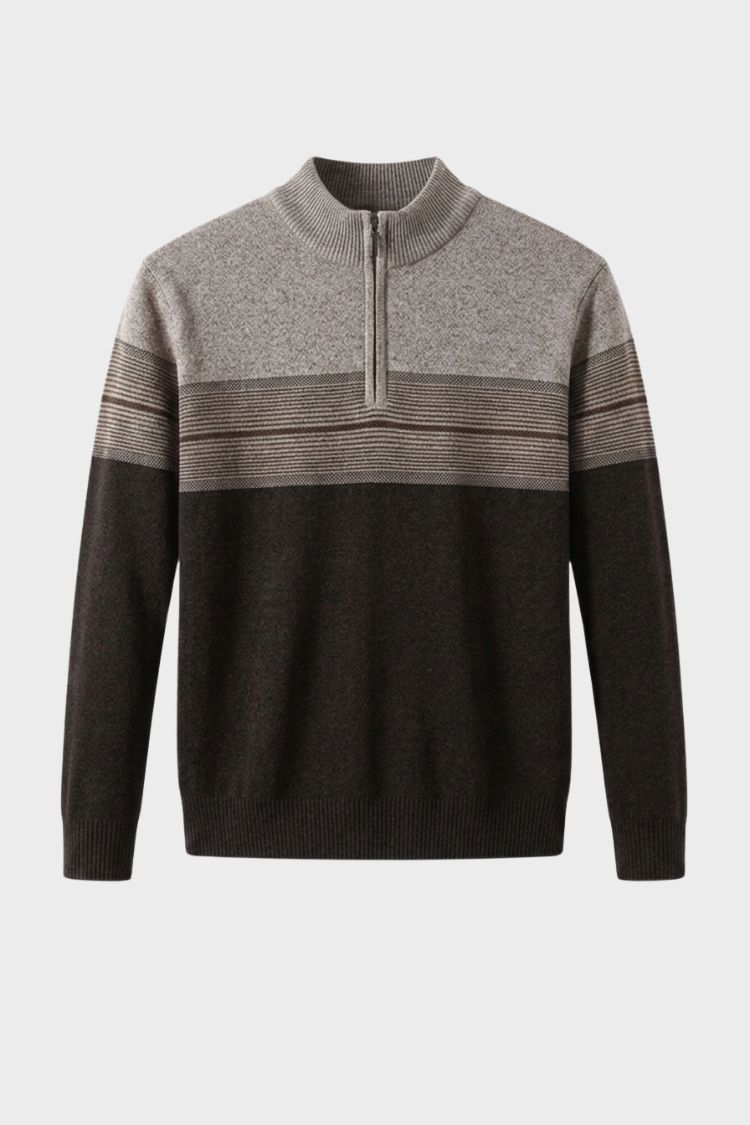 Herren Troyer-Pullover mit Stehkragen und Farbblock-Design – 5