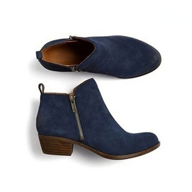 Damen Ankle Boots mit rundem Zehenbereich und seitlichem Reissverschluss – 3