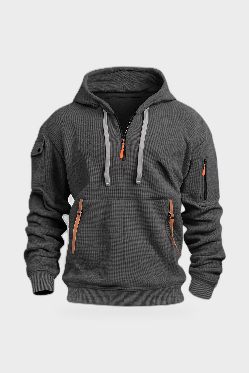 Herren Kapuzenhoodie | Taschen — Anthrazit — Produktansicht