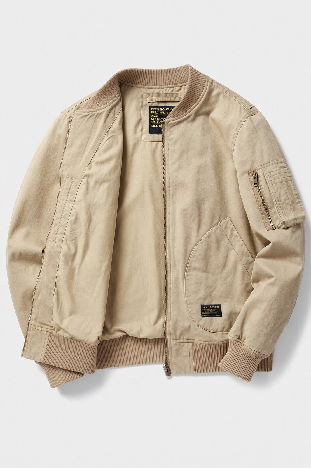 Herren Bomberjacke mit Stehkragen | Casual — Beige — Packshot