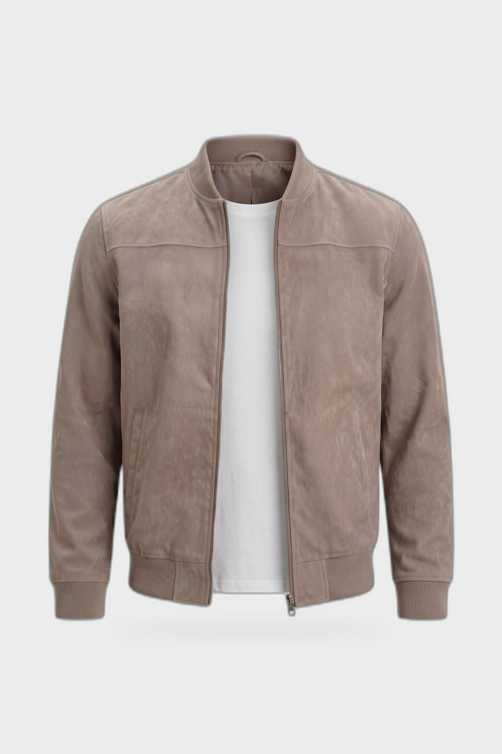 Herren Bomberjacke | Stehkragen — Beige — Produktansicht