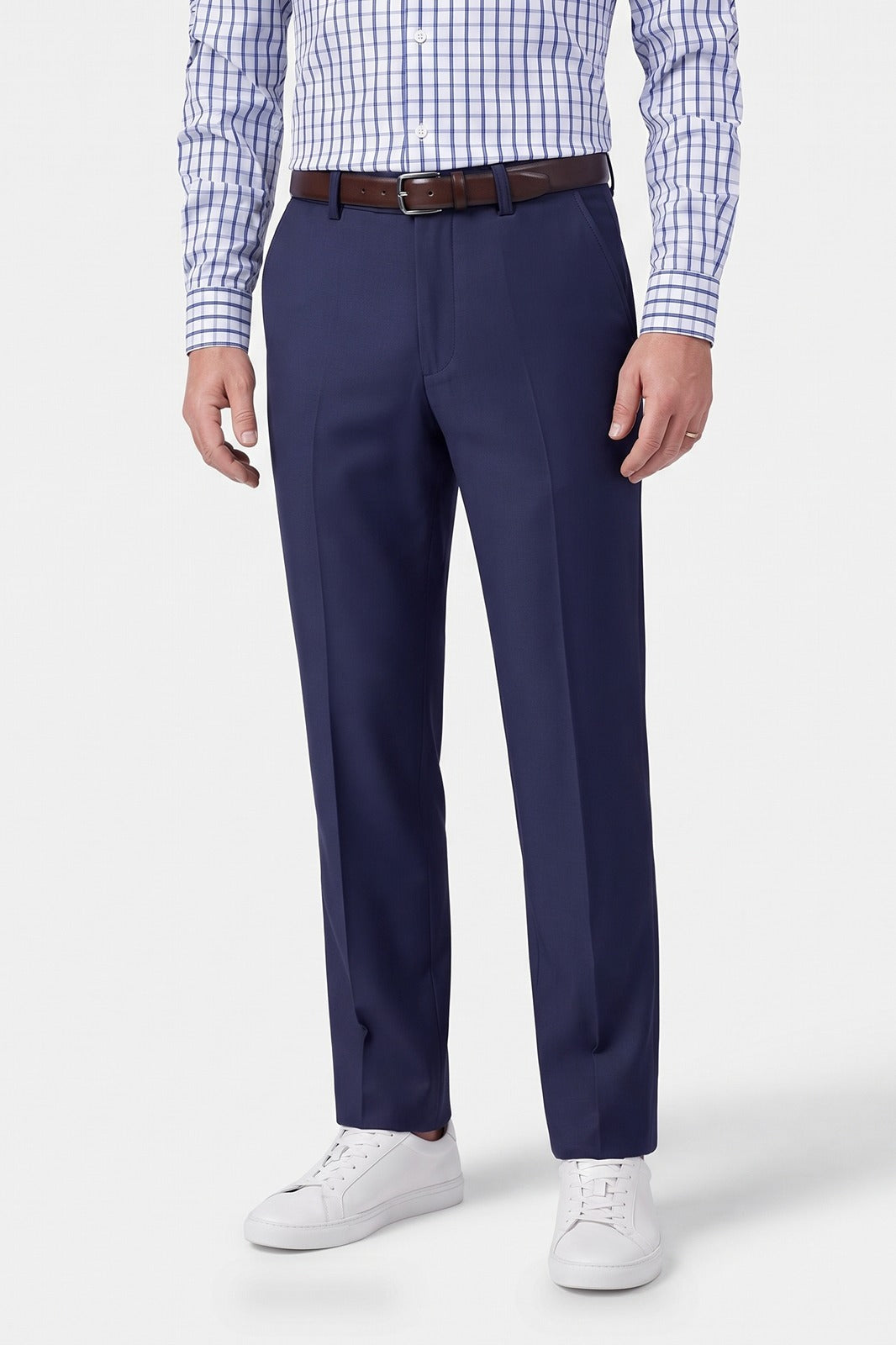Herren Hemd-Hose-Set | Business-Casual — Blau — Vorderansicht — am Modell