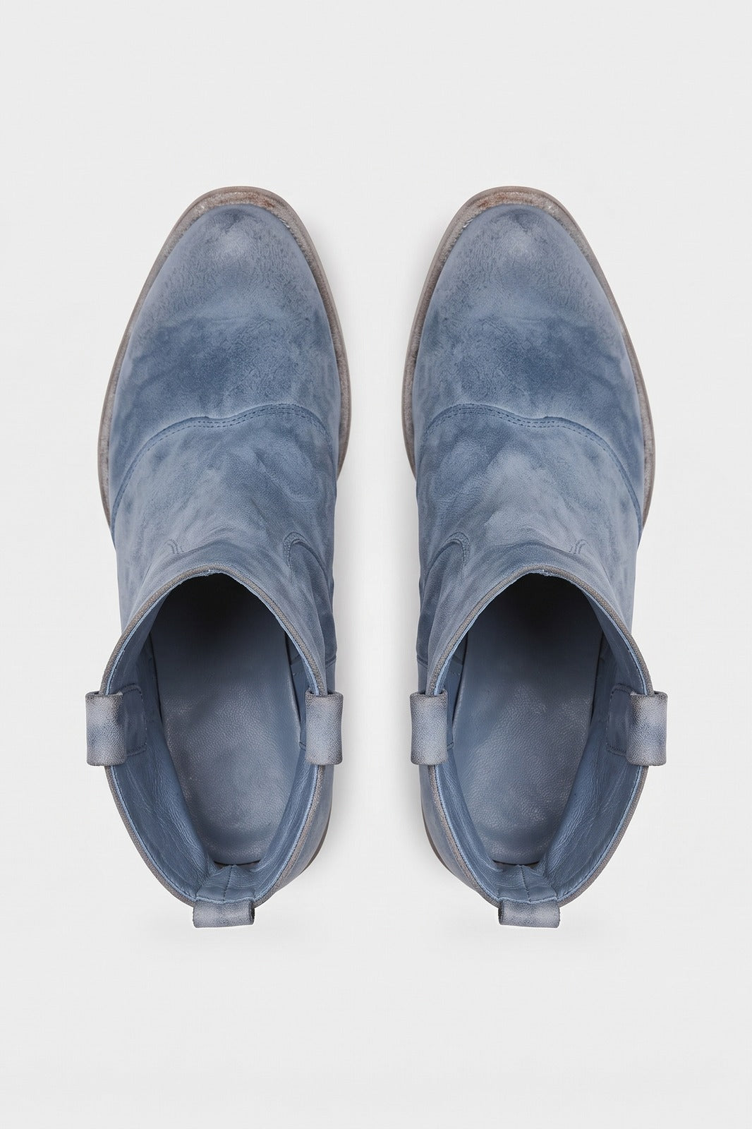 Damen Westernstil Stiefelette | Spitz — Blau — shoe_top — am Modell