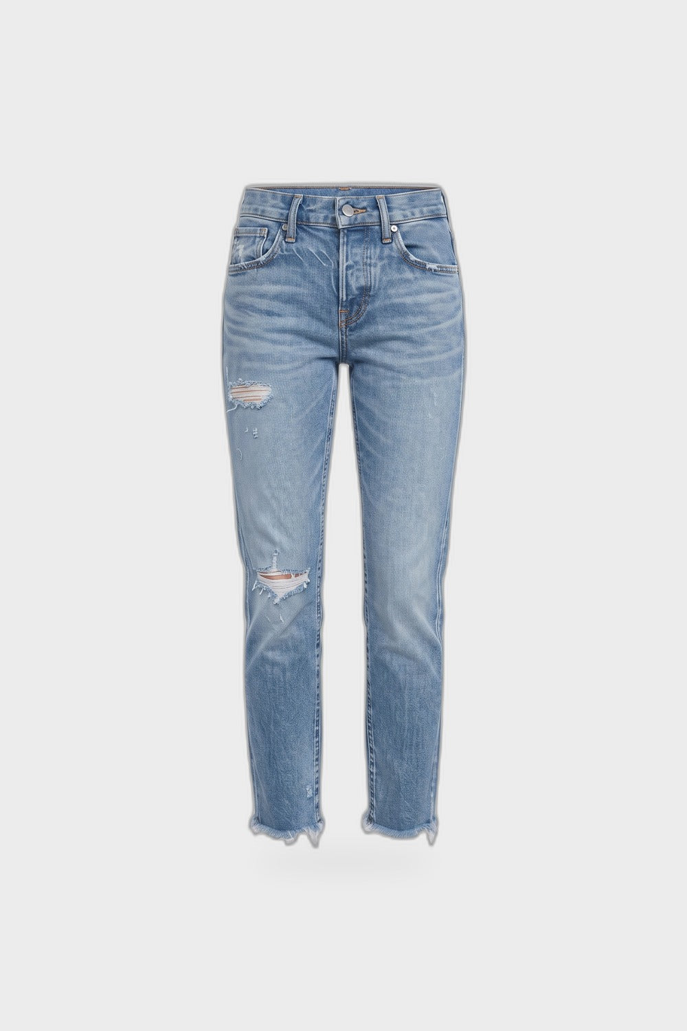 Damen Cropped Jeans | Gerades Bein — Blau — Produktansicht