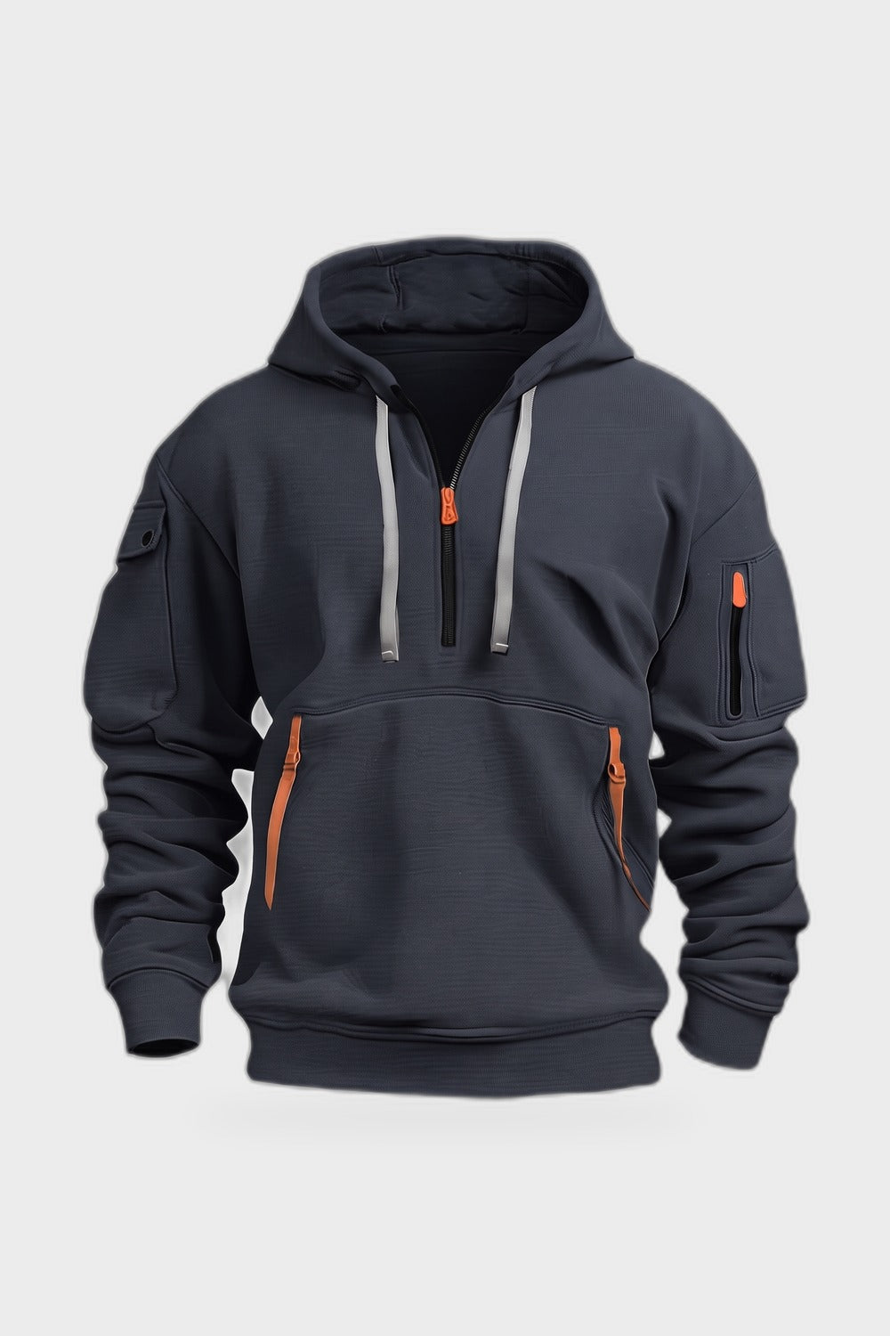 Herren Kapuzenhoodie | Taschen — Dunkelblau — Produktansicht